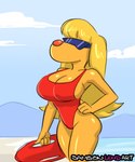 anthro big_breasts breasts cleavage clothed clothing cosplay crossgender crossover_cosplay curvy_figure eyewear female hand_on_hip hourglass_figure lifeguard lifeguard_swimsuit mtf_crossgender one-piece_swimsuit outside red_clothing red_swimwear side_boob solo sunglasses swimwear mr_samson baywatch inspector_gadget_(franchise) brain_(inspector_gadget) canid canine canis domestic_dog mammal 2021 5:6 colored_sketch crossover portrait sketch three-quarter_portrait