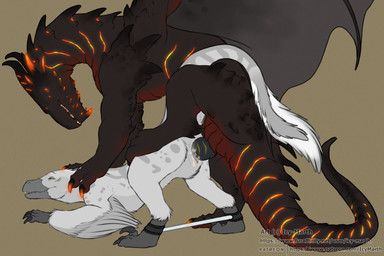 bdsm belly biped bipedal_feral black_body black_scales bondage bound claws digitigrade erection feathers female female_penetrated feral feral_on_feral feral_penetrated feral_penetrating feral_penetrating_feral finger_claws genitals grey_body grey_scales head_down_ass_up knot light_bondage male male/female male_penetrating male_penetrating_female membrane_(anatomy) membranous_wings penetration penile penile_penetration penis penis_in_vagina pinned pinned_head pinned_to_ground quadruped raised_tail red_belly restraints scales sex sickle_claw simple_background spreader_bar tail toe_claws vaginal vaginal_penetration white_body white_feathers wings icy-marth mythology canowicakte_(daedalus_darkblade) dinosaur dragon dromaeosaurid feathered_dinosaur feathered_scalie mythological_creature mythological_scalie prehistoric_species reptile scalie theropod