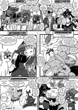 6_panel_comic angry answer anthro biped black_text breasts chair chest_spike claws cleavage closed_smile clothed clothing dialogue exclamation_point eyebrows eyelashes eyes_closed eyewear featureless_breasts female feral food forehead_gem furniture gem glasses group hair hair_over_eye holding_another horn inner_ear_fluff looking_at_another male motion_lines mouth_closed neck_tuft one_eye_obstructed open_mouth open_smile paws pupils quadruped question question_mark questions_and_answers sharp_teeth sitting smile speech_bubble spikes spikes_(anatomy) standing table talking_to_another teeth text text_box tongue tongue_out tuft white_sclera heavenlyproductions nintendo pokemon sega sonic_the_hedgehog_(series) metal_sonic braixen cinderace equid equine gallade gardevoir generation_2_pokemon generation_3_pokemon generation_4_pokemon generation_5_pokemon generation_6_pokemon generation_8_pokemon heracross horse humanoid leavanny lucario mammal pokemon_(species) pony raboot riolu shinx typhlosion weavile zoroark zorua 2025 absurd_res comic english_text hi_res monochrome