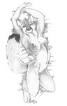 anthro breasts dipstick_tail female fur hair lying markings multicolored_tail navel nipples nude on_back solo tail tail_markings heather_bruton chakona_space bethany_oakwood canid canine fox grey_fox mammal urocyon 2013 greyscale monochrome