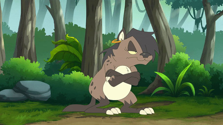 anthro belly big_belly black_hair brown_body claws ear_piercing female forest hair outside overweight overweight_anthro overweight_female piercing plant rumbling_stomach solo tree potateymatey leena_(potateymatey) hyena mammal spotted_hyena 2022 2d_animation animated frame_by_frame