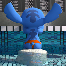 ambiguous_gender back_markings blue_body clothed clothing furgonomics head_markings markings notched_ear occipital_markings rear_view rock sitting small_tail solo speedo swimming_pool swimwear tail tail_clothing topless water no-name-no-problem disney lilo_and_stitch stitch_(lilo_and_stitch) alien experiment_(lilo_and_stitch) 1:1 2019 3d_(artwork) digital_media_(artwork) hi_res
