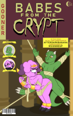 anthro bdsm bondage bound dominant dominant_female duo female flat_chested genitals hot_dogging humanoid_genitalia humanoid_penis jewelry male male/female mummy_wrappings penis sex submissive submissive_male yellow_eyes afterdarkbanana egyptian_mythology middle_eastern_mythology mythology creson_(icebergeyes) resh cyclops hybrid lizard reptile scalie absurd_res cover hi_res magazine_cover watermark