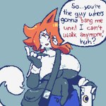 anthro big_breasts bodily_fluids bottomwear breasts clothing electronics female looking_at_viewer open_mouth pants phone purse solo speech_bubble sweat text nucr4r domestic_cat felid feline felis mammal 1:1 english_text hi_res