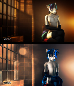 anthro armwear before_and_after chair clothed clothing comparison elbow_gloves furniture gloves handwear legwear looking_at_viewer makeup male partially_clothed solo thigh_highs window willitfit friendship_is_magic hasbro my_little_pony shining_armor_(mlp) equid equine horse mammal pony 3d_(artwork) digital_media_(artwork) hi_res