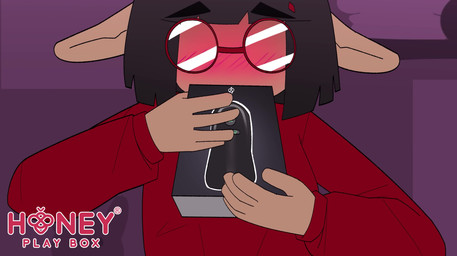 5_fingers advertisement animal_genitalia animal_penis anthro antlers balls big_penis black_hair blush bodily_fluids canine_genitalia canine_penis cellphone cum cum_in_plushie cum_on_balls cum_on_penis cum_splatter electronics eyewear fingers fur genital_fluids genitals glasses grinding hair holding_object holding_plushie horn male masturbation orgasm penetrable_sex_toy penis phone plushie plushie_humping plushie_penetrated plushophilia red_eyewear red_glasses sex_toy smartphone solo tan_antlers tan_body tan_fur text thrusting white_body white_fur lunny_sketch honeyplaybox 2026 2d_animation absurd_res animated english_text hi_res huge_filesize long_playtime no_sound promotional_material video