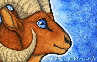 blue_eyes feral horn solo katie_hofgard bovid caprine mammal 2015 headshot_portrait low_res portrait traditional_media_(artwork)