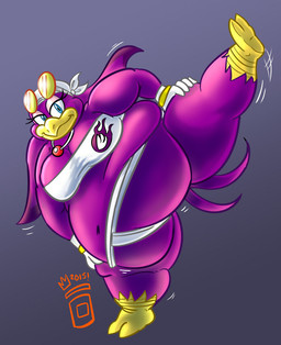 2_toes anthro asian_clothing beak belly big_belly big_breasts bottomwear bracelet breasts cleavage clothed clothing east_asian_clothing eyewear eyewear_on_head feathers feet female gloves half-closed_eyes hand_on_leg hand_on_thigh handwear huge_belly japanese_clothing jewelry looking_at_viewer mawashi narrowed_eyes navel necklace obese obese_anthro obese_female on_one_leg overweight overweight_anthro overweight_female purple_body smile solo standing sumo sumo_wrestler sunglasses sunglasses_on_head tail tail_feathers toes topwear royaljellysandwich sega sonic_riders sonic_the_hedgehog_(series) wave_the_swallow avian bird hirundinid oscine passerine swallow_(bird) 2015
