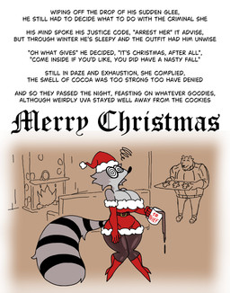 armwear beverage big_breasts boots breasts candy chocolate christmas_clothing christmas_headwear clothed clothed_female clothed_male clothing coat cookie dessert duo elbow_gloves female fireplace food footwear fully_clothed fully_clothed_female fully_clothed_male gingerbread_cookie gingerbread_man gloves handwear hat headgear headwear high_heeled_boots high_heels holiday_message holidays hot_chocolate large_anthro large_male legwear male narration red_boots red_clothing red_coat red_footwear red_gloves red_handwear red_hat red_headwear red_topwear santa_hat shoes storybook sweater text thigh_highs topwear diegutan christmas marcos_the_bear uva_the_raccoon bear brown_bear mammal procyonid raccoon ursine 2025 absurd_res aliasing binary_drawing digital_drawing_(artwork) digital_media_(artwork) english_text hi_res