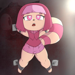 anthro bound chain chained cuff_(restraint) female fur glowing glowing_eyes heart_eyes heart_symbol iron_cuffs looking_at_viewer metal_cuffs open_mouth restraints shackles simple_background solo superbinario ann_maren_(annmaren) 1:1 digital_media_(artwork) hi_res