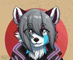 anthro blinking clothed clothing female fluffy_ears grey_eyes grey_hair hair highlights_(coloring) hoodie neon_lights silly solo text topwear not_a_lil_pesto mika_zixien ailurid mammal red_panda animated hi_res short_playtime