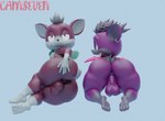 2021 3_toes 3d_(artwork) anthro archie_comics balls camseven chip_(sonic) dark_gaia digital_media_(artwork) duo ear_piercing fangs feet fur genitals hair looking_at_viewer looking_back male multicolored_body multicolored_fur piercing purple_body purple_fur sega short_stack simple_background smile soles sonic_the_hedgehog_(archie) sonic_the_hedgehog_(comics) sonic_the_hedgehog_(series) sonic_unleashed teeth thick_thighs toes unknown_species watermark wings