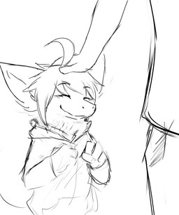 ambiguous_gender anthro clothed clothing coat duo fully_clothed fur hair jacket looking_up petting simple_background size_difference topwear white_background kuttoyaki mythology kutto dragon furred_dragon furred_scalie human mammal mythological_creature mythological_scalie scalie 2d_animation animated monochrome no_sound short_playtime video