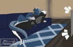anthro biped cuddling electronics furniture male male/male male_anthro sofa television fuenmax mythology dragon mythological_creature mythological_scalie scalie absurd_res hi_res