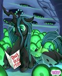 cute_fangs egg eyelashes fangs female feral green_eyes heart_symbol hole_(anatomy) holidays horn insect_wings lying on_front smile solo teeth text wings empressbridle friendship_is_magic hasbro mother's_day my_little_pony queen_chrysalis_(mlp) arthropod changeling 2020 english_text