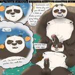 1:1 2021 anthro ari_guardian balls bear belly black_body black_fur black_nose blush bodily_fluids comic dialogue dreamworks duo english_text erection eyes_closed father_(lore) father_and_child_(lore) father_and_son_(lore) food fruit fur genital_fluids genitals giant_panda hi_res humanoid_genitalia humanoid_hands humanoid_penis incest_(lore) kung_fu_panda li_shan_(kung_fu_panda) lying male male/male mammal master_po_ping meme moobs nipples outside overweight overweight_male parent_(lore) parent_and_child_(lore) parent_and_son_(lore) peach_(fruit) penis plant precum sitting son_(lore) text these_aren't_my_glasses white_body white_fur