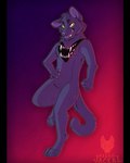 ambiguous_gender anthro blue_body blue_fur blue_inner_ear blue_nose blue_tongue cheek_tuft claws digitigrade facial_tuft fangs featureless_crotch finger_claws fist fur gradient_background hand_on_hip hand_on_own_hip head_tuft kerchief kerchief_only looking_at_viewer mostly_nude narrowed_eyes neckerchief neckerchief_only neckwear on_one_leg paws simple_background snout solo standing tail teeth tongue tongue_out tuft whiskers white_claws yellow_eyes maligaytor bluey_(maligaytor) domestic_cat felid feline felis mammal 2020 cel_shading digital_drawing_(artwork) digital_media_(artwork) full-length_portrait hi_res paint_tool_sai_(artwork) pillarbox portrait shaded watermark