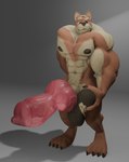 abs animal_genitalia animal_penis anthro ball_grab balls biceps big_balls big_penis canine_genitalia canine_penis erection genitals huge_balls huge_penis hyper hyper_genitalia hyper_penis knot looking_at_viewer male muscular muscular_anthro muscular_male nipples nude pecs penis simple_background solo thick_penis watanno kaike canid canine canis domestic_dog mammal 3d_(artwork) digital_media_(artwork) hi_res