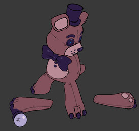 3_toes anthro black_eyes bow_tie brown_body button_(fastener) button_eyes claws clothing disembodied_hand electronics feet grey_background hat headgear headwear high-angle_view holding_microphone holding_object looking_down male microphone pawpads plushie scut_tail short_tail simple_background smile solo standing tail teddy_bear toes top_hat cryptiacurves cryptiacurves_(modeler) five_nights_at_freddy's scottgames freddy_(fnaf) animate_inanimate bear living_plushie mammal 3d_(artwork) digital_media_(artwork) full-length_portrait portrait