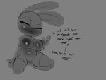 4:3 absurd_res after_vore anthro anthro_pred areola belly big_areola big_breasts breasts clothing dialogue digestion digestion_sequence digital_media_(artwork) disney english_text fatal_vore female female_pred genitals greyscale hi_res insult judy_hopps kneeling lagomorph legwear leporid mammal monochrome mostly_nude nipples one_eye_closed pussy rabbit sketch slightly_chubby solo talking_to_prey taunting text theboogie thigh_highs tongue tongue_out unseen_prey vore weight_gain wink zootopia