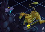 all_fours anthro duo electroshock_weapon foreskin genitals gun humanoid_genitalia humanoid_penis male male/male mask muscular penis penis_on_cheek ranged_weapon retracted_foreskin science_fiction slim stun_gun weapon iudicium86 3below ratchet_and_clank sony_corporation sony_interactive_entertainment alpha_zeron ratchet_(ratchet_and_clank) alien lombax mammal hi_res