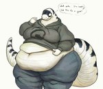 anthro belly belly_overhang big_belly bottomwear clothing denim denim_bottomwear denim_clothing female hoodie jeans obese obese_anthro obese_female overweight overweight_anthro overweight_female pants simple_background solo standing sweater thought_bubble topwear white_background cettus black_mesa half-life valve maeve_gibson california_kingsnake colubrid kingsnake lampropeltini reptile scalie snake 2020 hi_res