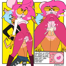 anal anal_penetration anthro arm_grab black_choker black_clothing black_gloves black_handwear black_jewelry black_necklace black_shirt black_topwear blue_hair bodily_fluids boots bottomwear bottomwear_down breasts choker clothed clothing cum cum_in_ass cum_inside duo eyewear female footwear from_behind_position fur genital_fluids genitals glasses gloves hair handwear impregnation indirect_impregnation intersex intersex/female jewelry moan necklace nipples orange_body orange_fur pants pants_down partially_clothed penetration penis pink_body pink_fur pink_hair sex shirt shoes small_breasts topwear torn_bottomwear torn_clothing torn_pants yellow_clothing yellow_eyewear yellow_glasses yellow_gloves yellow_handwear yerolay fan_character muffin_(goommymuffin) mammal mouse murid murine rodent 1:1 hi_res