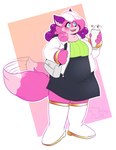 anthro beverage female fur handbag happy milkshake pink_body pink_fur simple_background solo tail tail_motion winguthings super_lesbian_animal_rpg melody_amaranth canid canine fox mammal hi_res trans_(lore) trans_woman_(lore)