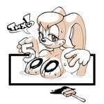 anthro big_breasts blush breasts cleavage clothed clothing female looking_at_viewer paint solo maniacxvii sega sonic_the_hedgehog_(series) vanilla_the_rabbit lagomorph leporid mammal rabbit 1:1