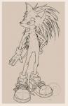 alternate_species anthro anthrofied chest_fuzz chest_tuft male solo tuft young swirlything sega sonic_the_hedgehog_(series) sonic_the_hedgehog eulipotyphlan hedgehog mammal monochrome sketch