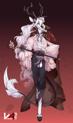 anthro antlers ball_tuft balls black_body black_fur black_penis cane cape clothed clothing erection fur genitals gradient_background hair hooves horn knot long_hair looking_at_viewer male multicolored_body multicolored_fur open_clothing open_shirt open_topwear penis penis_poking_out penis_through_fly purple_eyes shirt simple_background solo topwear tuft two_tone_body two_tone_fur white_balls white_body white_fur vesper_art sai_(hallbeast) deer mammal vampire 2021 absurd_res hi_res