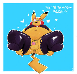 anthro anus belly big_butt blue_background bodily_fluids butt chubby_cheeks clothing cosplay_pikachu_(costume) genitals leggings legwear male nipple_outline overweight overweight_male penis semi-anthro simple_background solo sweat tail text rotten_heathen nintendo pokemon pikachu_libre generation_1_pokemon humanoid pikachu pokemon_(species) english_text hi_res