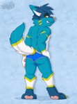 anthro biped blue_body blue_clothing blue_ears blue_fur blue_hair blue_tail blue_underwear boxer_briefs butt claws clothed clothing colored_seam_underwear fur furgonomics grey_seam_underwear hair hand_on_hip looking_at_viewer looking_back looking_back_at_viewer male monotone_hair multi_tone_tail multicolored_body multicolored_ears multicolored_fur pawpads paws pink_nose pink_pawpads rear_view solo tail toe_claws two_tone_ears underwear underwear_only white_body white_fur white_tail yellow_body yellow_claws yellow_eyes yellow_fur yellow_tail gaokun ferdinand_the_folf canid canine canis fox mammal wolf absurd_res hi_res watermark