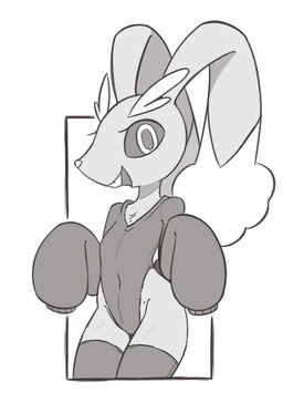 anthro birthmark buckteeth clothing female flat_chested legwear leotard long_sleeve_sweater markings navel slim solo teeth thigh_highs theartmanor nintendo pokemon generation_4_pokemon lopunny pokemon_(species) absurd_res hi_res