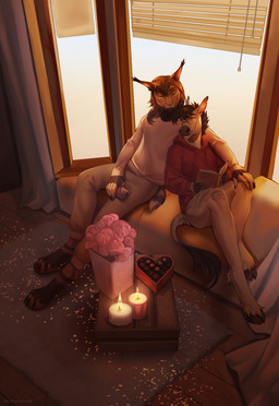 anthro black_hair black_hooves book bottomless bottomwear brown_body brown_hair closed_smile clothed clothing duo eyes_closed eyewear flower glasses grey_body hair holding_book holding_object hoodie hooves inside male mouth_closed pants pink_flower plant red_clothing red_hoodie red_topwear smile tail tail_tuft text topwear tuft white_body white_clothing white_topwear window plgdd unknowhiter asinus donkey equid equine felid mammal 2023 absurd_res artist_name dated hi_res