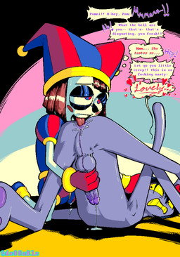 anal anthro asking_to_stop balls bodily_fluids clothing dialogue duo erection eyeshadow female fool's_hat genital_fluids genitals gynomorph gynomorph/female hand_on_penis hat headgear headwear intersex intersex/female jester leaking_precum makeup nude_gynomorph oral penis perineum precum precum_on_ground questionable_consent rimming saliva_on_anus sex speech_bubble text tongue tongue_out vein veiny_penis de88a8le glitch_productions the_amazing_digital_circus gooseworx's_post-transition_jax_design jax_(tadc) pomni_(tadc) humanoid lagomorph leporid mammal rabbit absurd_res english_text hi_res trans_(lore) trans_woman_(lore)