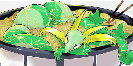 anthro big_butt butt chopsticks egg female food food_fetish food_play green_body green_scales huge_butt noodles ramen ramen_bowl scales solo swimming swimming_in_ramen tohtori_crow chinese_zodiac nintendo pokemon year_of_the_snake generation_5_pokemon pokemon_(species) reptile scalie serperior snake hi_res