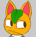 ambiguous_gender anthro big_eyes blue_clothing blue_topwear clothed clothing eyebrows food fruit grey_background leaf mouth_closed orange_(fruit) orange_body plant pupils simple_background solo topwear lizardfungus animal_crossing nintendo tangy_(animal_crossing) domestic_cat elemental_creature felid feline felis flora_fauna food_creature living_fruit mammal 2024 aliasing binary_drawing digital_drawing_(artwork) digital_media_(artwork) headshot_portrait portrait female_(lore)