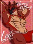 abs anthro bell bell_harness bulge christmas_clothing clothing harness holidays jingle_bell jingle_bell_harness male nipples reindeer_costume solo dasinbun capcom christmas higlafavtfom hopkeeper_games monster_hunter leo_(higlafavtfom) flying_wyvern rath_wyvern rathalos hi_res