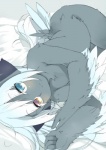 breasts female fur grey_body grey_fur hair havemono kemono nude solo white_hair havemoon humanoid