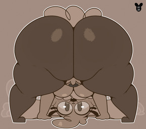 anthro big_butt biped blush blush_lines butt eyelashes female fingers hair huge_butt looking_at_viewer open_mouth open_smile rear_view scut_tail short_tail smile solo tail luanctoons lagomorph leporid mammal rabbit 2026 absurd_res hi_res monochrome
