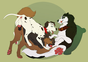 4_toes animal_genitalia animal_penis animal_vulva anus balls canine_genitalia canine_penis canine_vulva claws collar feet fellatio female female_penetrated feral feral_on_feral feral_penetrated feral_penetrating feral_penetrating_feral from_behind_position genitals group group_sex hindpaw knot larger_penetrated male male/female male_penetrating male_penetrating_female oral oral_penetration pawpads paws penetration penile penis perching_position quadruped sex simple_background size_difference soles spitroast threesome toes tongue vaginal vaginal_penetration vulva conditional_dnp lokpik psy101 101_dalmatians balto_(series) disney universal_studios pongo raven_(psy101) steele_(balto) alaskan_malamute canid canine canis dalmatian domestic_dog german_shepherd herding_dog mammal nordic_sled_dog pastoral_dog spitz