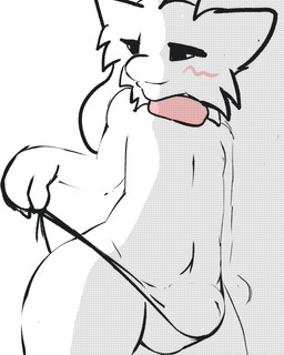 animal_genitalia anthro balls blush bulge clothing clothing_pull collar curvy_figure femboy genitals male presenting_sheath sheath slightly_chubby solo thong thong_pull underwear underwear_pull wide_hips vivarin1969 silly_cat_(mauzymice) domestic_cat felid feline felis mammal 4:5 hi_res sketch