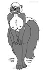 anthro big_breasts breasts claws female grin hair nipples nude smile solo whiskers tegerio miranda_(sergewolf) mammal mephitid skunk striped_skunk 2023 greyscale hi_res monochrome