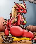 anthro big_breasts big_butt bikini biped breasts butt clothing female kneeling looking_at_viewer non-mammal_breasts solo swimwear two-piece_swimsuit happyanthro nintendo pokemon avian blaziken generation_3_pokemon pokemon_(species) 2016 5:6 absurd_res hi_res