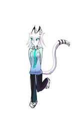 alternate_costume anthro blue_eyes blush bottomwear clothing female flower footwear hair heart_symbol necktie on_one_leg pants plant red_rose shirt shoes simple_background sneakers solo standing tail topwear white_background white_hair varulll rose_(disambiguation) 9:16 animated hi_res meme short_playtime sound webm