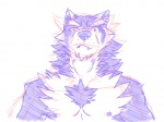 anthro chest_tuft countershading fur looking_at_viewer male nude simple_background solo tuft white_background aluminemsiren orion_(aluminemsiren) canid canine canis mammal wolf 4:3 reaction_image sketch