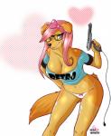 anthro breasts cleavage clothed clothing female gaming gun playing_video_game ranged_weapon retro simple_background solo thong underwear weapon white_background neonyx nintendo misa_(neonyx) bird_dog canid canine canis domestic_dog golden_retriever hunting_dog mammal retriever absurd_res hi_res