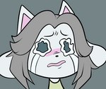 bodily_fluids clothed clothing crying hair simple_background solo tears topwear white_body undertale undertale_(series) temmie_(undertale) canid canine felid feline mammal tem 2_frame_animation animated short_playtime