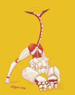 alternate_species ass_up body_horror butt cat_smile exposed_muscle eyes_closed female female_humanoid hair humanoidized jack-o'_pose mouth_hands nude pose red_body red_hands red_tail segmented_tail simple_background slim_female slim_humanoid solo stinger stinger_tail stone_body tail tail_motion tailwag white_body white_hair white_tail yellow_background bigrock new_blood_interactive the_creation_of_adam ultrakill cute_mass hideous_mass animal_humanoid cat_humanoid demon demon_(ultrakill) felid felid_humanoid feline feline_humanoid humanoid mammal mammal_humanoid tailed_humanoid 2020 english_description full-length_portrait hi_res inspired_by_formal_art portrait signature